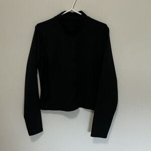 Black Long-Sleeve Mock Neck Top - Women's